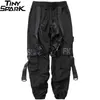 Хип-хоп грузовые брюки карманы мужчины уличная одежда Harajuku Harem пряжка ленты бегуны черные хип-хоп спортивные штаны осень 220325