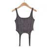 Sexy cropped tops women Summer knit tank corset white crop ribbed pothook cute black punk clothes 220427