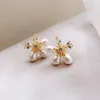 Dangle Chandelier 2022 Fashion Fine Fine Crystal Pearl Flowers Drop Earrings 계약 작은 여성 기질 조커 보석 Kirs22