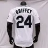 Ken Griffey Jersey Vintage 1989 Weiß 1995 Grün 1997 2000 Nadelstreifen 2005 10. Red Mesh BP Blauer Pullover Black Navy Retirement Patch