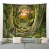 Psychedelic Forest Tree Hole Tapestry Hippie Decoration For Bedroom Wall Rugs Room Decation Items Fabric J220804