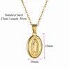 Colares pendentes pequenos Virgin Mary Colar Gold Gold Religious Christian Jóias Anterior Medalha Oval Medalha Para Menpendações