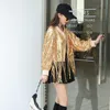 Women's Jackets 2022 Women Spring Fashion Sequined Long Sleeve Loose Jacket Female Elegant Fringed Top Miss Short Coat OK1332