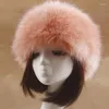 Beanies Beanie/Skull Caps Colors Faux Fur Headband Women Winter Hats Warm Bomber Fluffy Russian Earmuff Girl Outdoor Ski Snow Ear