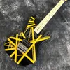 Guitarra eléctrica de rayas negras y amarillas de alta calidad, 6 cuerdas instrumentos musicales de guitarra de madera maciza