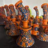 Groothandel 5 inch waterpijp gloeien in de donkere kop glazen bongs douchekop percolator beker Bong kleine mini -olie dab rigs 14 mm gewricht waterpijpen met kom dhl gratis