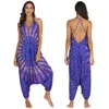 Helisopus Wijde pijpen Bohemian Jumpsuit Mandala Print Dames Halter Laag Kruis Casual Losse Jumpsuit Strand Casual Jumpsuit Dames 2203330D