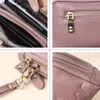 Brieftaschen Mode Prägung Blumen Frauen Lange Brieftasche Aus Echtem Leder Doppel-reißverschluss Armband Tasche Dame Kupplungen Geldbörse Rindsleder Telefon