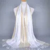 Schlichter modischer Schal mit Glitzerquasten, Baumwolle, Lurex, kariert, gestreift, langer Hijab, muslimische Schals, 60 x 180 cm