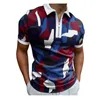2022 Summer Plaid Print Zip Up Designer Golf Polos T-shirt för herr Slim Fit Zipper Lapel Kort ärm Casual Polos Tshirts Wclh03