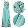 Plus Size S 6xl Summer Women S Long Dresses Beach Floral Print Chiffon Boho Maxi Dress with Sashes Sling Sleeveless Female 220527