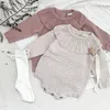 女の赤ちゃんのロンパー秋生まれニットフリル長袖衣服生まれ幼児ジャンプスーツガール全体220525