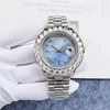 Automatische mechanische Uhr Herrenuhren Diamantuhren Außenring Blau 41 mm Armbanduhr mit großem Zifferblatt