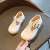 CUZULLAA Kids TStrap Hook Loop Casual Shoes For Girls Leather Shoes 16 Years Children Boys Fashion Flats Size 2130 220520