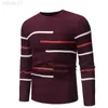 Hommes automne décontracté col rond pull rayé pour les adolescents conçus surdimensionné tricoté L220801