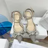 Zapatos de diseñador Mujer vestido de novia bomba sandalia zapato slingback Cristal Doble lazo Punta estrecha Bombas Cristales chispa doble lazo correa de tobillo tacones altos