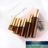 5pcs/lot 1ML 2ML 3ML 5ML Amber Roll On Roller Bottle for Essential Oils efillable Perfume Bottle Deodorant Containers with ball