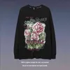 Sweats à capuche pour femmes Sweatshirts Tkpa High Street Dark Wind Rose Imprimer T-shirt à manches longues pour hommes et femmes Ins Fashion Brand Oversize Loose Sweater