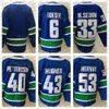 Elias Pettersson Quinn Hughes Hockey Jersey Custom Men Kam Kid Brock Boeser Thatcher Demko Tanner Pearson JT Miller Tyler Myers Andrei Kuzmenko