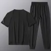 Chándal para hombres al aire libre masculino verano casual manga corta tops pantalones trajes deportes corriendo conjunto streetwear tops camisetas 220601