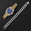 Iced Out Watch Men Luxury Brand Diamond Mens Watch Quartz Men's Watch Bracelet Set Waterproof Hip Hop Clock Gift For Men3Y0S