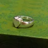 Classic Love Pattern Silver Ring Designer Couple Heart Shape Rings High Version Versatile Band Ring With Gift Box