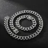 Large Heavy 15MM 8.26in 24in Mens Necklace Bracelet Jewelry Set Stainless Steel Smooth Cuban Curb Link Chain High Polishe for Mens