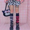 Calzini Calze E-girl Calzino lavorato a maglia Kawaii Harajuki Gothic Mall Goth Vintage a righe elasticizzato al ginocchio Cool Hipster Emo Alt