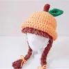 Baby Kids Knitted Wig Hat Handmade Toddler Children Apple Design Brades Woolen Kntting Caps Plaits Po Props Headwear 1-5 Yrs 220611