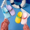 Kids Summer Slippers Boys Girls Sandals Letter Cute Garden Shoes PVC Mules Children Beach Breathable Cave Shoes Baby Clogs 2022 G220523