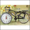 Desk Table Clocks Home Decor Garden Bicycle Shape Household Alarm Clock Creative Retro Arabic Numeral Ala Dhu6J