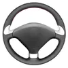 Steering Wheel Covers Black Genuine Leather Hand-Stitched Car Cover For 307 CC 2004-2009 SW 407 2004-2009Steering CoversSteering