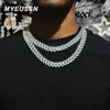 Łańcuchy Iced Out kubański Choker Fine Jewelry Chain Woman Punk 16MM Hip Hop złoty urok dla marki naszyjniki akcesoria dla mężczyzn łańcuchy Sidn22