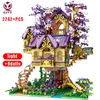 QIYE MOC Cherry Tree House Street View Briques avec des blocs de construction légers Jouets de construction de la ville pour un ami Enfants Cadeaux d'anniversaire 220715