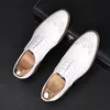 New Designer Men's White Brogue Pointed Leather Dress Party Prom Shoes Homecoming Wedding Evening Footwear Zapatos Hombre