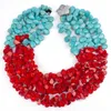 Anhänger Halsketten Reihen Natürliche Rote Koralle Blau Teardrop Türkisen Stein Halskette Volle Afrikanische Perlen Hochzeit Schmuck Frauen CNR807Pendant