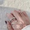 Rings Ins Style French Fashion Yamato Piccolo anello piccolo anello a forma di cucitura a tre gioielli versatili in argento sterling