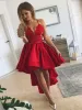 Short Cocktail Dresses 2022 Spaghetti Straps Sweetheart Neck Formal Party Backless Prom Gowns Satin Robe Evening Dresses CPS3001