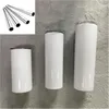 ABD Depo Süblimasyon Tumbler 20oz Düz Tumbler Metal Pipetler Düz Bardak Paslanmaz Çelik İnce Tumbler Küçük Paket