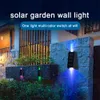 Lampada da parete a rondella solare a LED, luci per recinzione IP65, giardino esterno impermeabile, 7 colori, luci esterne per la decorazione delle scale del patio