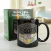 Creative Ceramic Rubik Cube Magic Morning Mok Koffie Thee Melk hete Koude Heat Sensitive Color-veranderende Mok Cup Gift Doos Verpakking