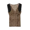 Été style européen gilet chic sexy col en v drapé brillant bowknot diamants haut pour femme sans manches décontracté tout match T15518A 220325