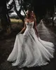 Linea sexy 2022 A Bohemian Beach Abiti da sposa Senza spalline Sweep Train Plus Size Boho Abiti da festa da sposa