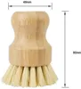 Wooden Bamboo Round Pot Dish Bowl Sink Stove Washing Brush Kitchen Tool Round Handle Easy Use Convenient Cleaning Tools CCB15414