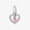 Andy Jewel 925 Sterling Silver Beads Petal Pink Beaded Heart Dangle Charm Charms Fits European Pandora Style Jewelry Bracelets & Necklace 798