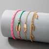 15 braccialetti alla caviglia stile per donna Estate conchiglia nappa tessuto colorato perlina catena del piede gioielli bohémien