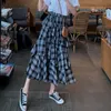 스커트 Womens 여름 세련된 격자 무늬 빈티지 소프트 패션 트럼펫 매일 맞는 한국 스타일 간단한 모든 일치 숙녀 레저 의류