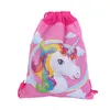 10st / lot Girls Favors Lovely Unicorn Mochila Non-woven Fabrics Födelsedagsfest Baby Shower Decorate Flower Drawstring Gifts Väskor 220420