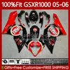 OEM Bodys Kit SUZUKI GSX-R1000 GSXR 1000 CC K5 05-06 Karoser 122NO.126 1000cc GSXR-1000 GSXR1000 05 06 GSX R1000 2005 2006 Enjeksiyon Kalıp Moto Fairing Lucky Red Blk