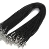 100 pièces/lot 1.5MM 2MM noir cire cuir serpent collier cordon chaîne corde fil chaîne pour la fabrication de bijoux à bricoler soi-même 45-80cm